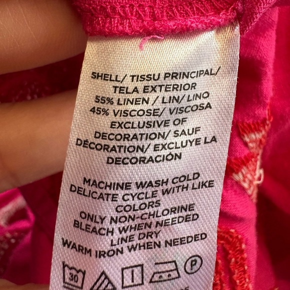 Loft women’s square neck, embroidered pink Cami top linen mix sz SP preloved - Picture 7 of 9